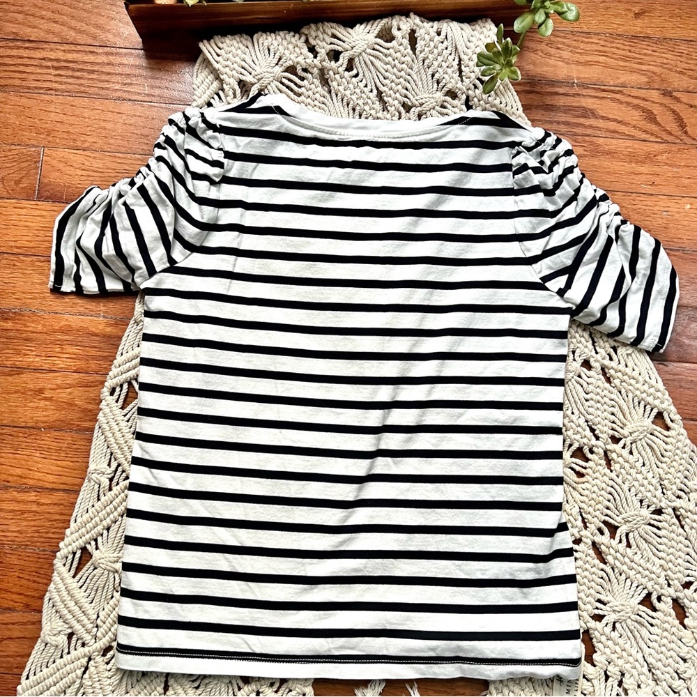 kate spade | Rouched Sleeve Striped Tee - Picture 7 of 7